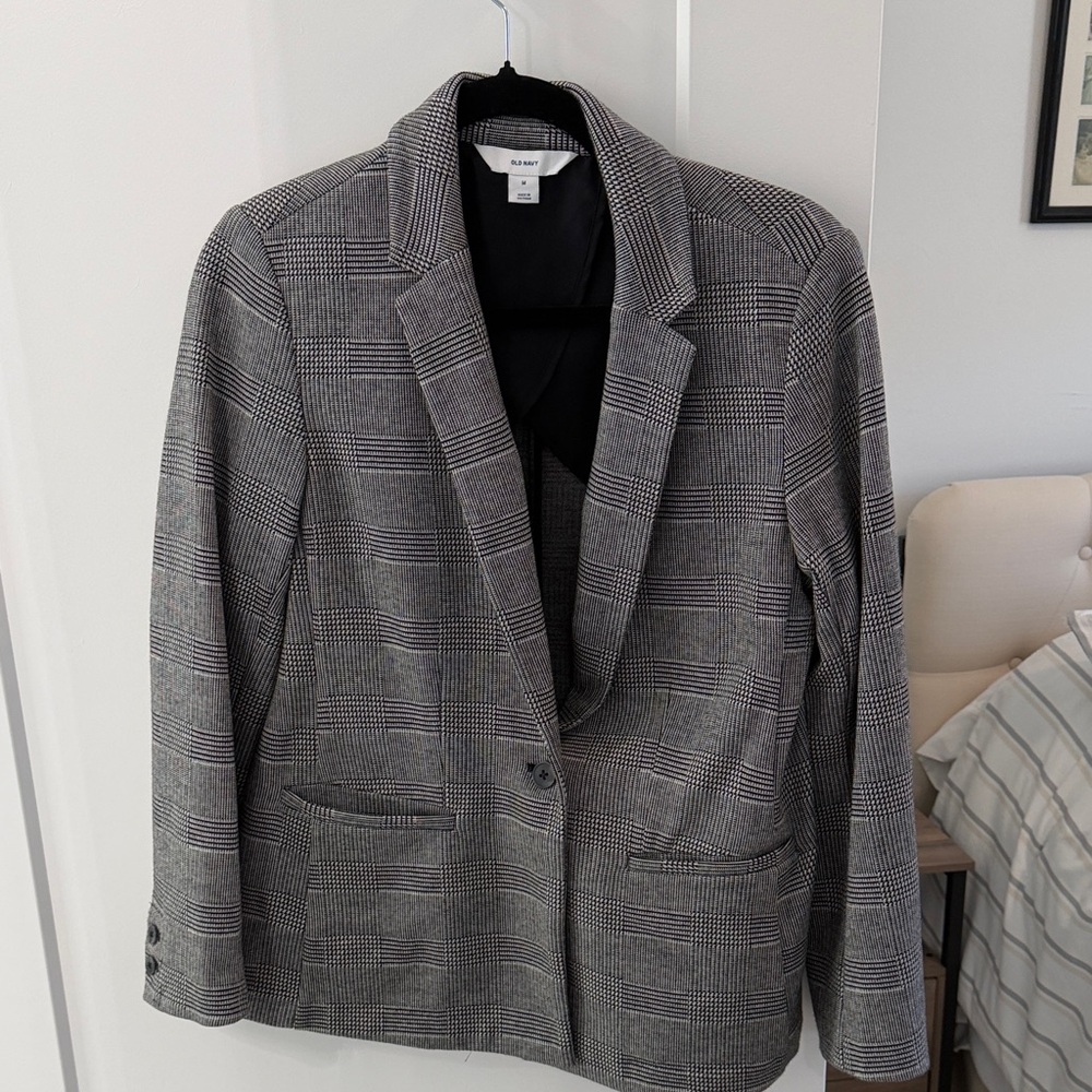 Old Navy Gray Plaid Blazer